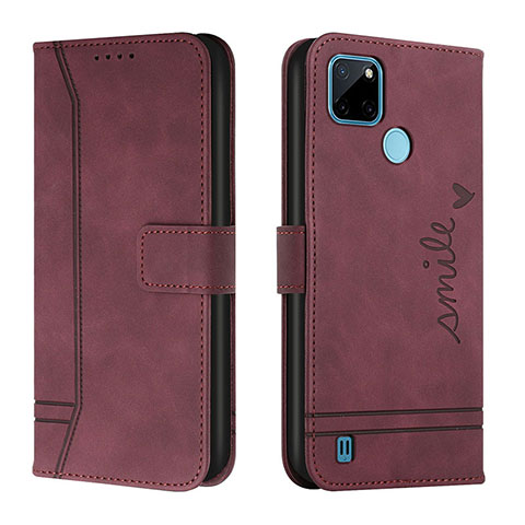 Coque Portefeuille Livre Cuir Etui Clapet H01X pour Realme C25Y Rouge