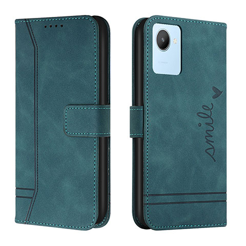 Coque Portefeuille Livre Cuir Etui Clapet H01X pour Realme C30s Vert