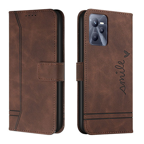 Coque Portefeuille Livre Cuir Etui Clapet H01X pour Realme C35 Marron