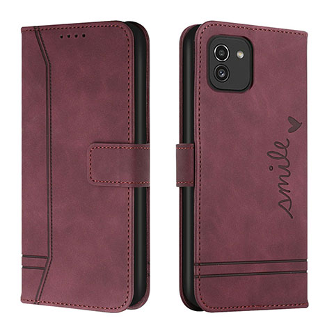 Coque Portefeuille Livre Cuir Etui Clapet H01X pour Samsung Galaxy A03 Rouge