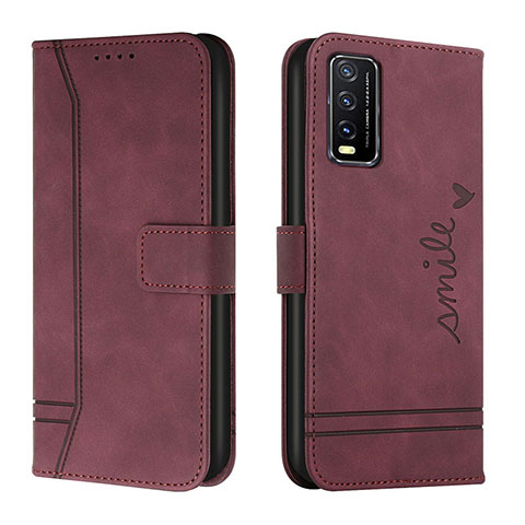 Coque Portefeuille Livre Cuir Etui Clapet H01X pour Vivo Y11s Rouge