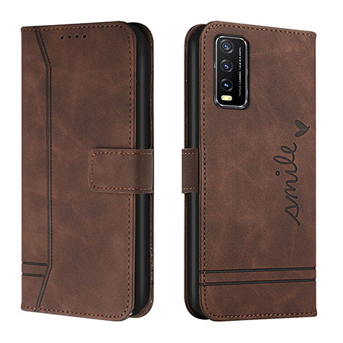 Coque Portefeuille Livre Cuir Etui Clapet H01X pour Vivo Y20s G Marron