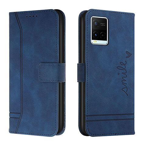 Coque Portefeuille Livre Cuir Etui Clapet H01X pour Vivo Y21 Bleu