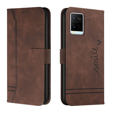 Coque Portefeuille Livre Cuir Etui Clapet H01X pour Vivo Y21G Marron