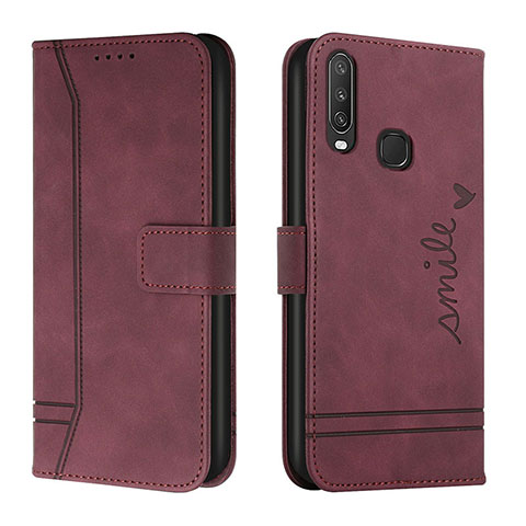 Coque Portefeuille Livre Cuir Etui Clapet H01X pour Vivo Y3s Rouge