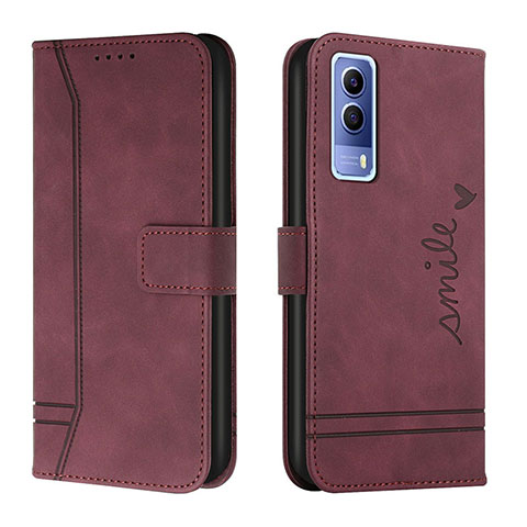 Coque Portefeuille Livre Cuir Etui Clapet H01X pour Vivo Y50t Rouge