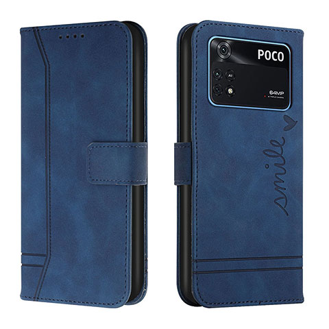 Coque Portefeuille Livre Cuir Etui Clapet H01X pour Xiaomi Poco M4 Pro 4G Bleu