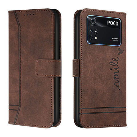 Coque Portefeuille Livre Cuir Etui Clapet H01X pour Xiaomi Poco M4 Pro 4G Marron