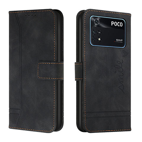 Coque Portefeuille Livre Cuir Etui Clapet H01X pour Xiaomi Poco M4 Pro 4G Noir