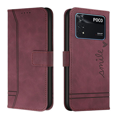 Coque Portefeuille Livre Cuir Etui Clapet H01X pour Xiaomi Poco M4 Pro 4G Rouge