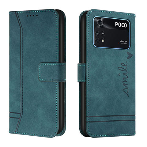 Coque Portefeuille Livre Cuir Etui Clapet H01X pour Xiaomi Poco M4 Pro 4G Vert