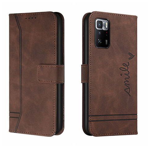 Coque Portefeuille Livre Cuir Etui Clapet H01X pour Xiaomi Poco X3 GT 5G Marron