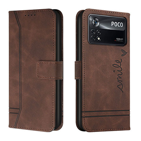 Coque Portefeuille Livre Cuir Etui Clapet H01X pour Xiaomi Poco X4 Pro 5G Marron