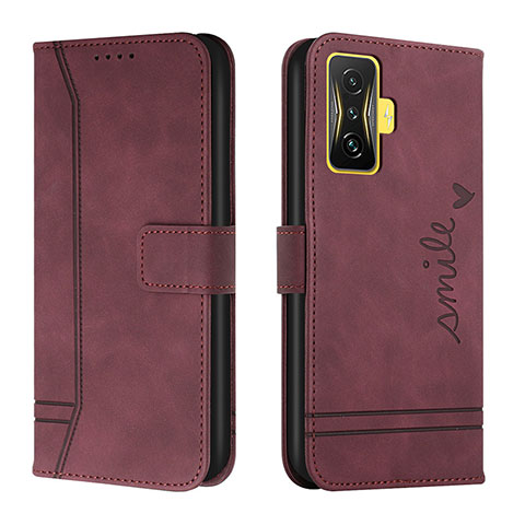 Coque Portefeuille Livre Cuir Etui Clapet H01X pour Xiaomi Redmi K50 Gaming 5G Rouge