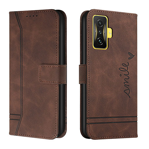 Coque Portefeuille Livre Cuir Etui Clapet H01X pour Xiaomi Redmi K50 Gaming AMG F1 5G Marron