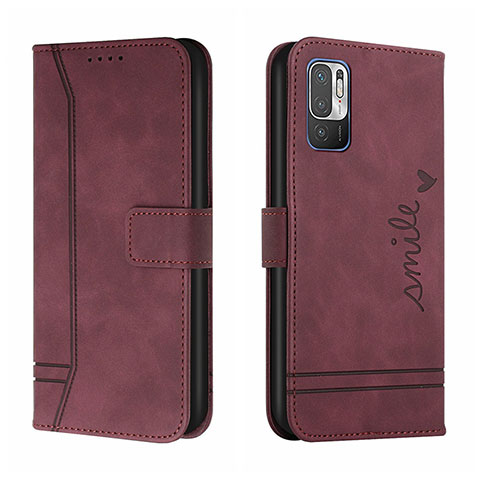 Coque Portefeuille Livre Cuir Etui Clapet H01X pour Xiaomi Redmi Note 10T 5G Rouge