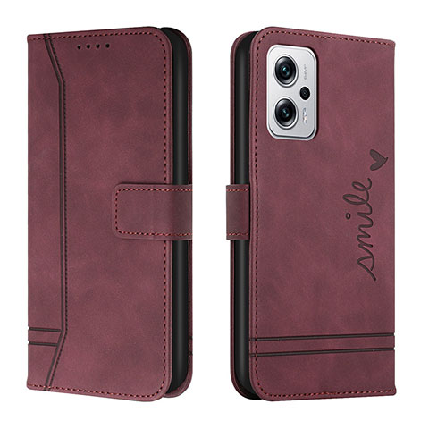 Coque Portefeuille Livre Cuir Etui Clapet H01X pour Xiaomi Redmi Note 11T Pro 5G Rouge