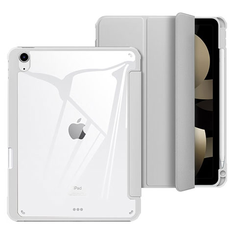 Coque Portefeuille Livre Cuir Etui Clapet H02 pour Apple iPad Air 4 10.9 (2020) Gris