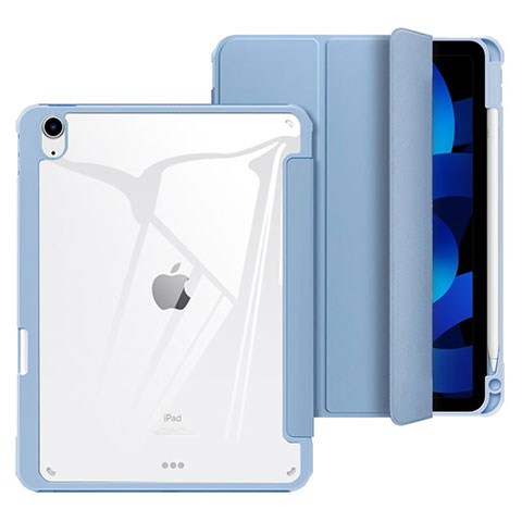 Coque Portefeuille Livre Cuir Etui Clapet H02 pour Apple iPad Air 5 10.9 (2022) Bleu