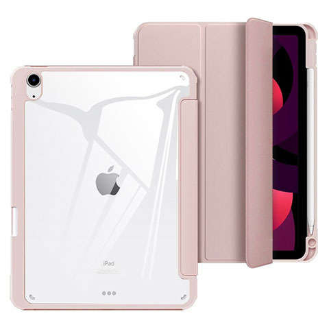 Coque Portefeuille Livre Cuir Etui Clapet H02 pour Apple iPad Air 5 10.9 (2022) Or Rose