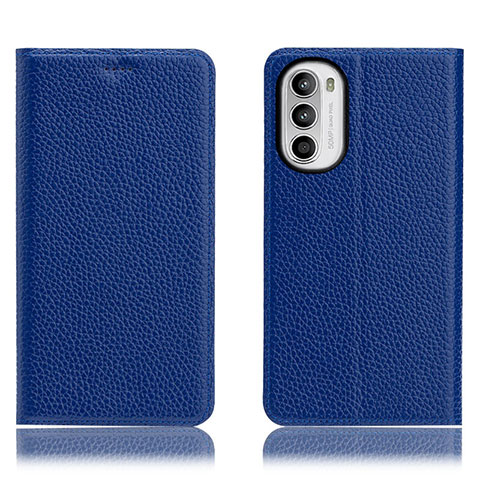 Coque Portefeuille Livre Cuir Etui Clapet H02P pour Motorola Moto Edge (2022) 5G Bleu