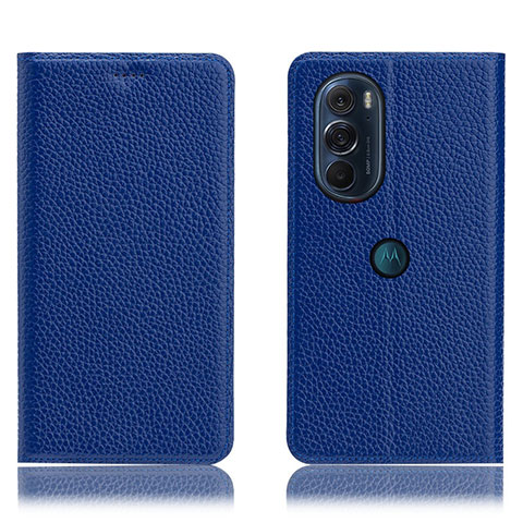 Coque Portefeuille Livre Cuir Etui Clapet H02P pour Motorola Moto Edge 30 Pro 5G Bleu