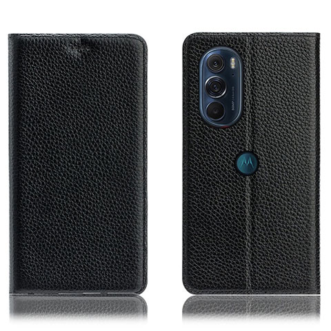 Coque Portefeuille Livre Cuir Etui Clapet H02P pour Motorola Moto Edge 30 Pro 5G Noir