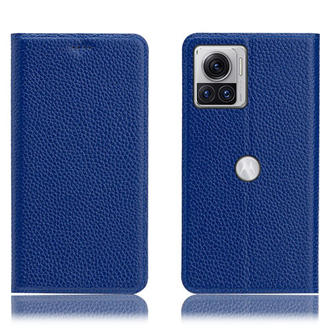 Coque Portefeuille Livre Cuir Etui Clapet H02P pour Motorola Moto Edge 30 Ultra 5G Bleu