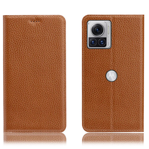 Coque Portefeuille Livre Cuir Etui Clapet H02P pour Motorola Moto Edge 30 Ultra 5G Brun Clair