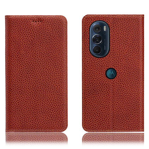 Coque Portefeuille Livre Cuir Etui Clapet H02P pour Motorola Moto Edge Plus (2022) 5G Marron