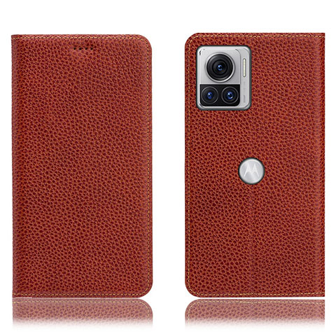 Coque Portefeuille Livre Cuir Etui Clapet H02P pour Motorola Moto Edge X30 Pro 5G Marron