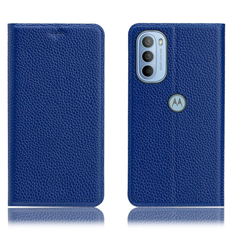 Coque Portefeuille Livre Cuir Etui Clapet H02P pour Motorola Moto G31 Bleu