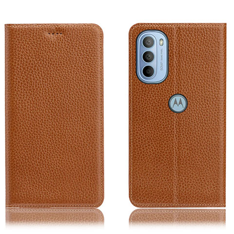 Coque Portefeuille Livre Cuir Etui Clapet H02P pour Motorola Moto G31 Brun Clair