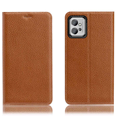 Coque Portefeuille Livre Cuir Etui Clapet H02P pour Motorola Moto G32 Brun Clair