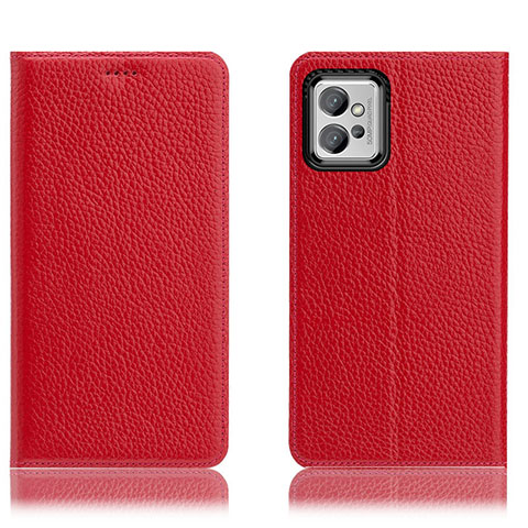 Coque Portefeuille Livre Cuir Etui Clapet H02P pour Motorola Moto G32 Rouge