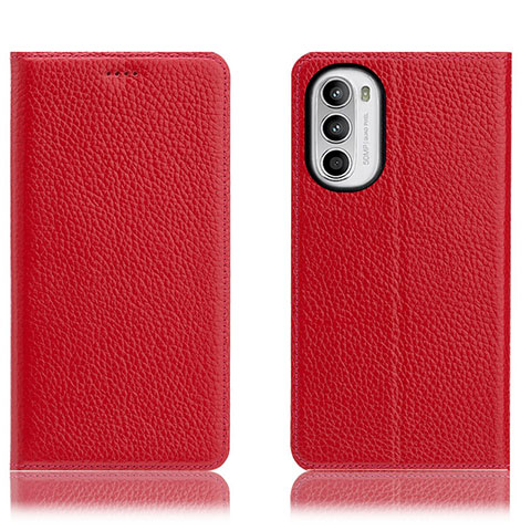 Coque Portefeuille Livre Cuir Etui Clapet H02P pour Motorola MOTO G52 Rouge