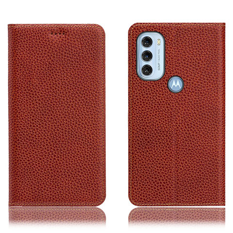 Coque Portefeuille Livre Cuir Etui Clapet H02P pour Motorola Moto G71 5G Marron