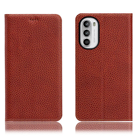 Coque Portefeuille Livre Cuir Etui Clapet H02P pour Motorola Moto G71s 5G Marron