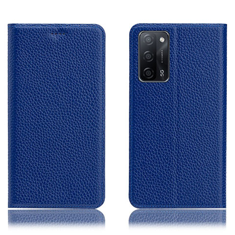 Coque Portefeuille Livre Cuir Etui Clapet H02P pour Oppo A55 5G Bleu
