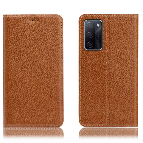 Coque Portefeuille Livre Cuir Etui Clapet H02P pour Oppo A55S 5G Brun Clair