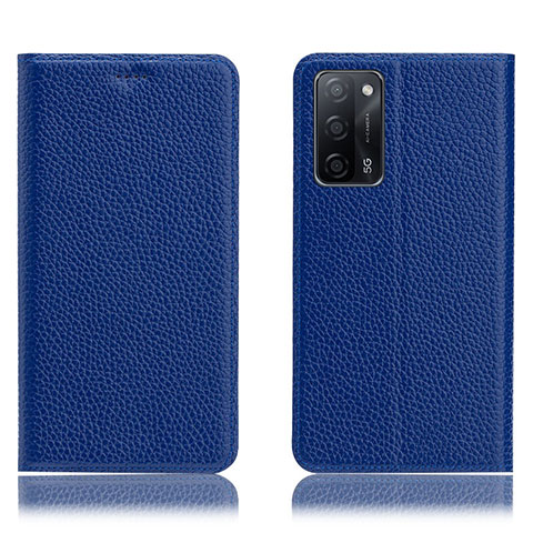 Coque Portefeuille Livre Cuir Etui Clapet H02P pour Oppo A56 5G Bleu