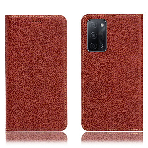 Coque Portefeuille Livre Cuir Etui Clapet H02P pour Oppo A56 5G Marron