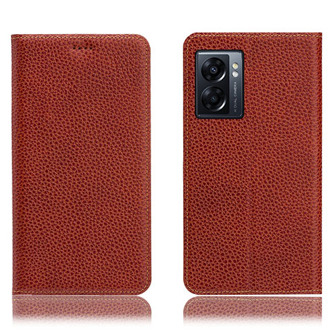 Coque Portefeuille Livre Cuir Etui Clapet H02P pour Oppo A77 5G Marron