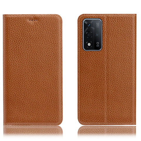 Coque Portefeuille Livre Cuir Etui Clapet H02P pour Oppo A93s 5G Brun Clair