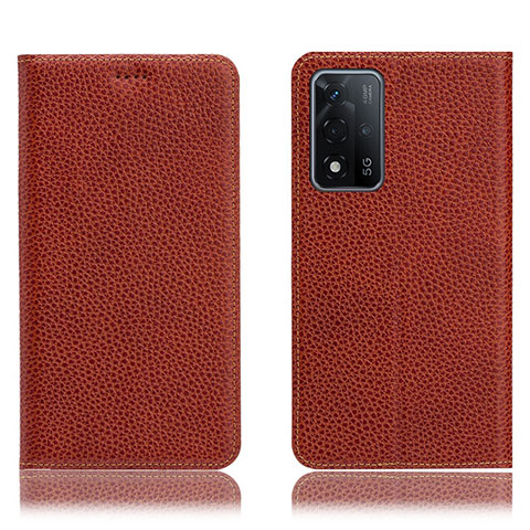 Coque Portefeuille Livre Cuir Etui Clapet H02P pour Oppo A93s 5G Marron