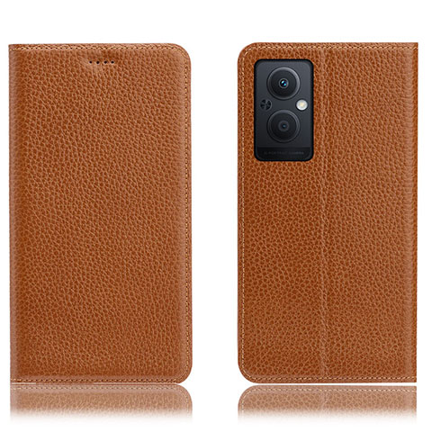 Coque Portefeuille Livre Cuir Etui Clapet H02P pour Oppo F21s Pro 5G Brun Clair