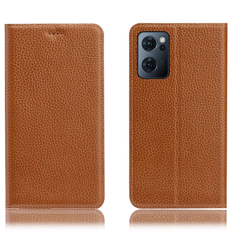 Coque Portefeuille Livre Cuir Etui Clapet H02P pour Oppo Find X5 Lite 5G Brun Clair