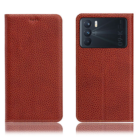 Coque Portefeuille Livre Cuir Etui Clapet H02P pour Oppo K9 Pro 5G Marron