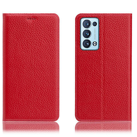 Coque Portefeuille Livre Cuir Etui Clapet H02P pour Oppo Reno6 Pro 5G Rouge