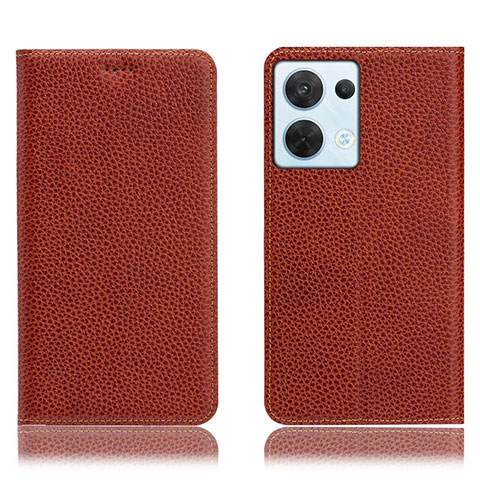 Coque Portefeuille Livre Cuir Etui Clapet H02P pour Oppo Reno9 Pro 5G Marron